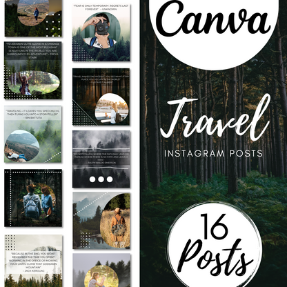 16 Forest and Travel Instagram Post Templates | Editable in Canva | IG Engagement | Social Media Posts