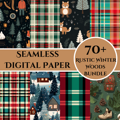 Rustic Winter Digital Paper Pack - 70+ Winter Holiday Backgrounds for Scrapbooking and Crafts