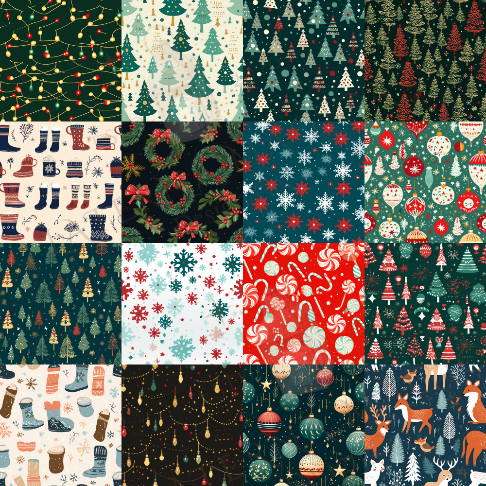 Holiday Digital Paper Pack - 180 Winter Holiday Backgrounds for Scrapbooking and Crafts