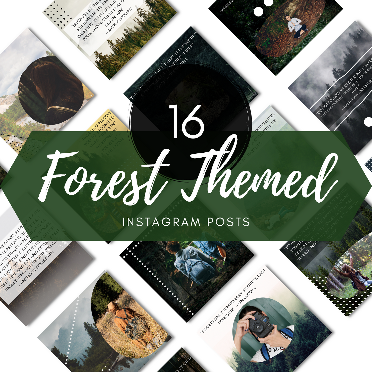 16 Forest and Travel Instagram Post Templates | Editable in Canva | IG Engagement | Social Media Posts