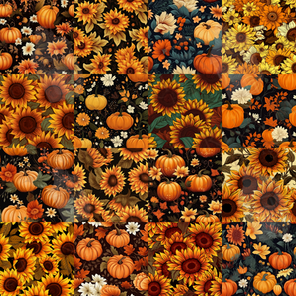 Autumn Bliss: 100 Floral Themed Digital Papers - Seamless, Commercial Use, Instant Download | Fall, Boho, Halloween, Scrapbooking