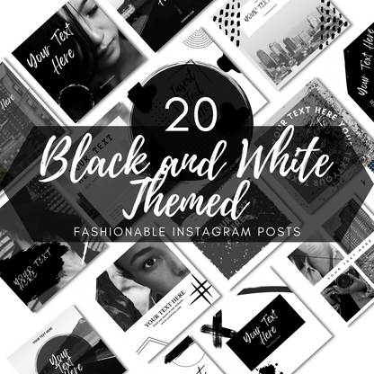20 Black and White Instagram Post Templates | Editable in Canva | IG Engagement | Social Media Posts